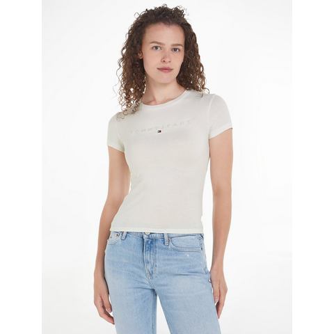 TOMMY JEANS Shirt met ronde hals TJW SLIM TONAL LINEAR TEE met geborduurd tommy jeans logo-opschrift