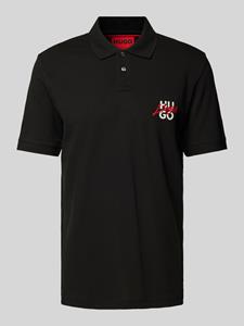 HUGO Regular fit poloshirt met labelprint en -stitching