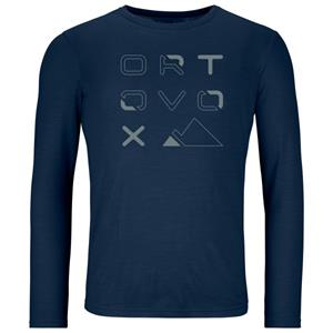 Ortovox  185 Merino Brand Outline L/S - Merinoshirt, blauw