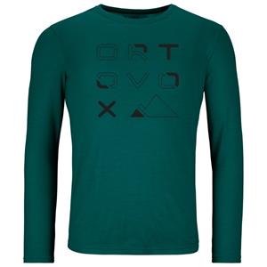 Ortovox  185 Merino Brand Outline L/S - Merinoshirt, groen