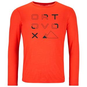 Ortovox  185 Merino Brand Outline L/S - Merinoshirt, rood