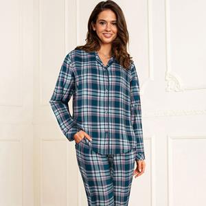 Lady Avenue Cotton Flannel pyjama's, blauw