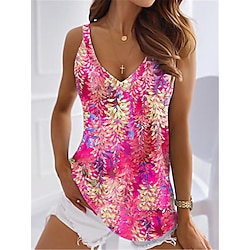 Light in the box Dames Singlet Hemdje Hesje Bloemig Afdrukken Casual Modieus Mouwloos V-hals Blozend Roze Zomer