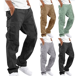 Light in the box Voor heren Cargohosen Cargo-broek Joggingbroeken Broek Meerdere zakken Recht been Effen Comfort Ademend Casual Dagelijks Modieus Streetwear Zwart Lichtgroen