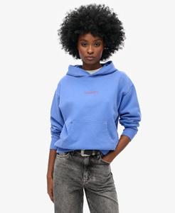 Superdry Vrouwen Core Logo City Hoodie met Losse Pasvorm Blauw