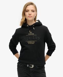 Superdry Vrouwen Luxe Hoodie met Metallic Logo Zwart