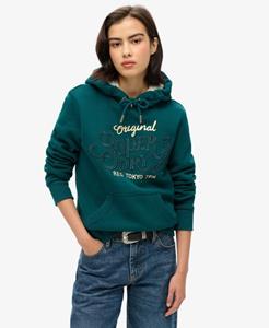 Superdry Vrouwen Luxe Hoodie met Metallic Logo Groen