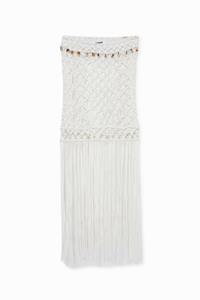 Desigual Minirok met macramé met franjes - WHITE