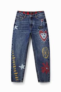 Desigual Rechte jeans met hart - BLUE