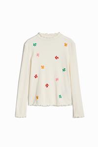 Desigual T-shirt met geborduurde bloemen - WHITE