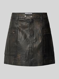 Selected Femme Leren rok met ritszakken, model 'NANA'