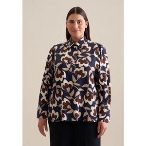 Seidensticker Overhemdblouse Zwarte roos Lange mouwen kraag print