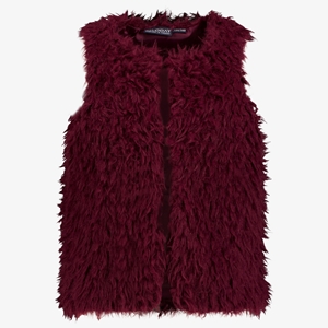 TwoDay fake fur meisjes gilet bordeaux rood