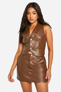 Boohoo Petite Nepleren Mini Rokje, Tan