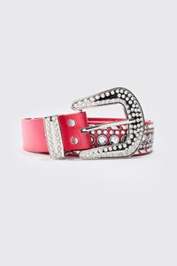 Boohoo Rode Western Riem Met Studs, Red