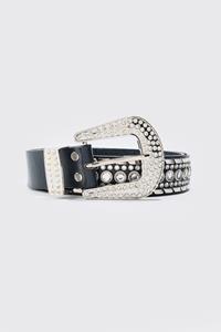 Boohoo Zwarte Western Riem Met Studs, Black