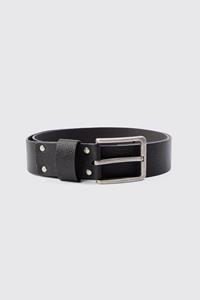 Boohoo Man Zwarte Pu Riem Met Logo En Debossing, Black