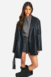 Boohoo Oversized Nepleren Blazer, Black