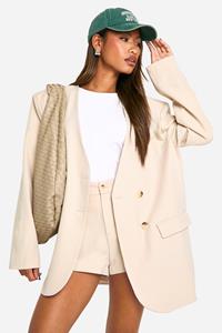 Boohoo Baggy Kraagloze Mergel Blazer, Sand