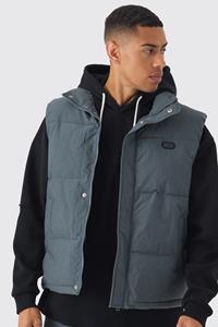 Boohoo Man Gewatteerde Bodywarmer Met Label En Hoge Kraag, Slate