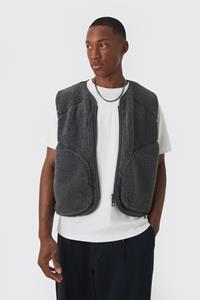 Boohoo Nepwollen Boxy Bodywarmer Met Zak Detail, Slate