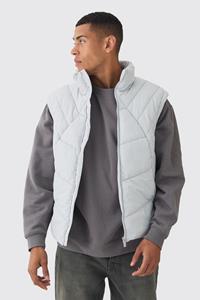 Boohoo Gewatteerde Lichtgrijze Bodywarmer Met Stiksels En Hoge Kraag, Light Grey