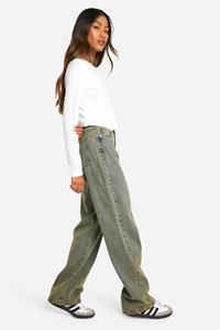 Boohoo Basic High Waist Boyfriend Jeans, Light Sand