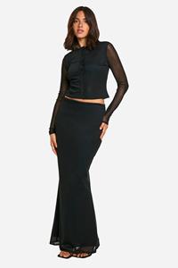 Boohoo Mesh Maxi Rok, Black