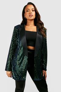 Boohoo Plus Blazer Met Pailletten, Green