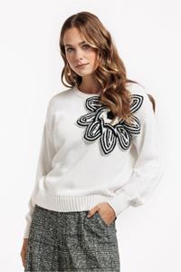 Studio Anneloes Valerie chunky flower pullover - off white - 11904