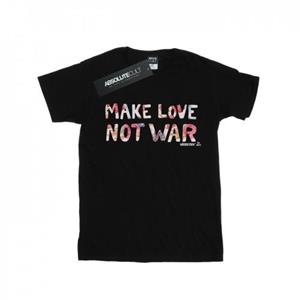 Woodstock Girls Make Love Not War gebloemd katoenen T-shirt