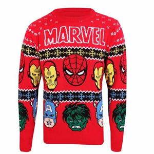 Marvel unisex volwassen gezichten gebreid sweatshirt