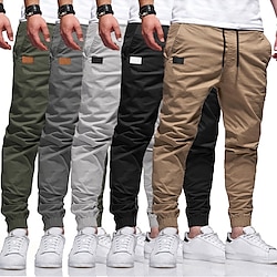 Light in the box Voor heren Cargohosen Cargo-broek Joggingbroeken Jogger Broek Trekkoord Elastische taille Elastisch manchet Effen Buitensporten Hardlopen Katoen Katoenmix Streetwear Training Leger groen Zwart