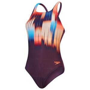 Speedo Damen Medalist Badeanzug mit DigitalPrint Lila/Rot