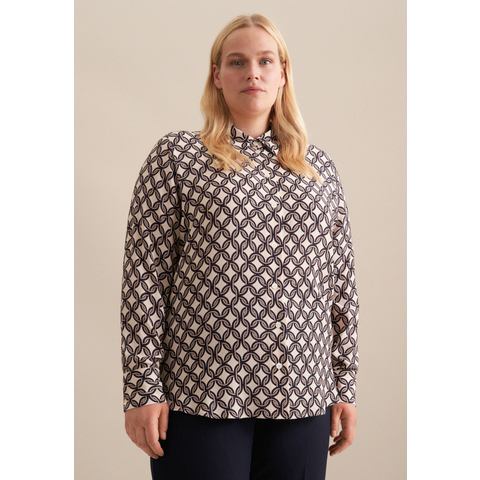 Seidensticker Overhemdblouse Zwarte roos Lange mouwen kraag print