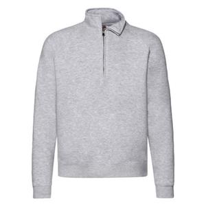 Fruit Of The Loom Mens Premium Zip Neck Heather Sweatshirt