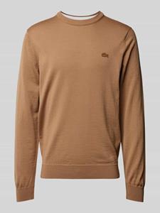 Lacoste Gebreide pullover van zuivere wol met logopatch