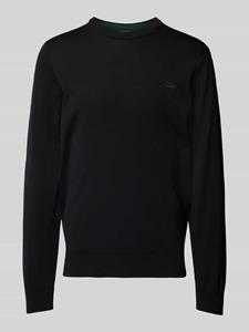 Lacoste Gebreide pullover van zuivere wol met logopatch