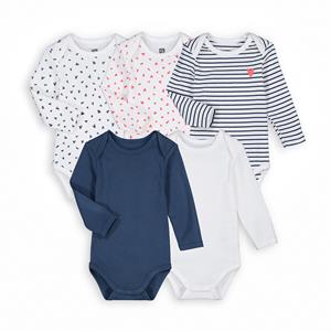 LA REDOUTE COLLECTIONS Set van 5 rompers met lange mouwen, geribd