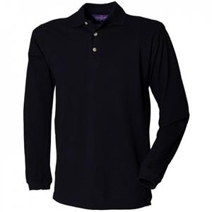 Henbury heren piqué poloshirt met lange mouwen