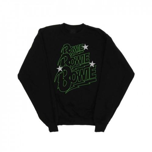 David Bowie Heren sweatshirt met meerdere neonlogo's