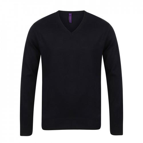 Henbury Heren katoenen acryl V-hals sweatshirt