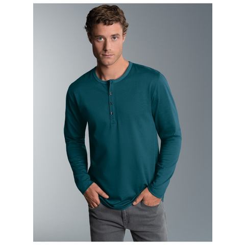 Trigema Longsleeve TRIGEMA shirt met lange mouwen en knoopsluiting (1-delig)