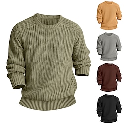 Light in the box Voor heren Trui Gebreid Casual trui Stoppen Dik Gebreid kabelpatroon breien Gebreid Effen Kleur Gebreid Elegant Buiten Huis Kleding Raglan mouwen Winter Lente Herfst Zwart Wijn SL