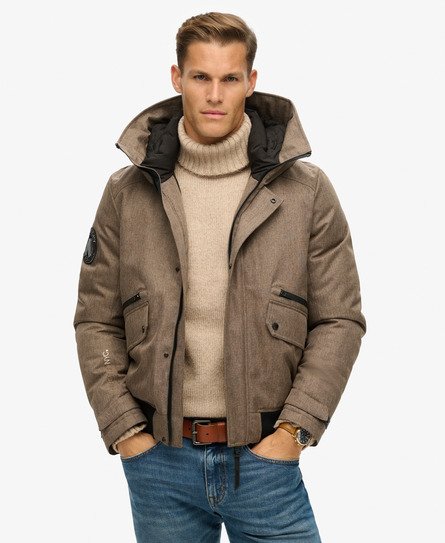 Superdry Mannen Gewatteerd City Bomberjack van Tweed Beige