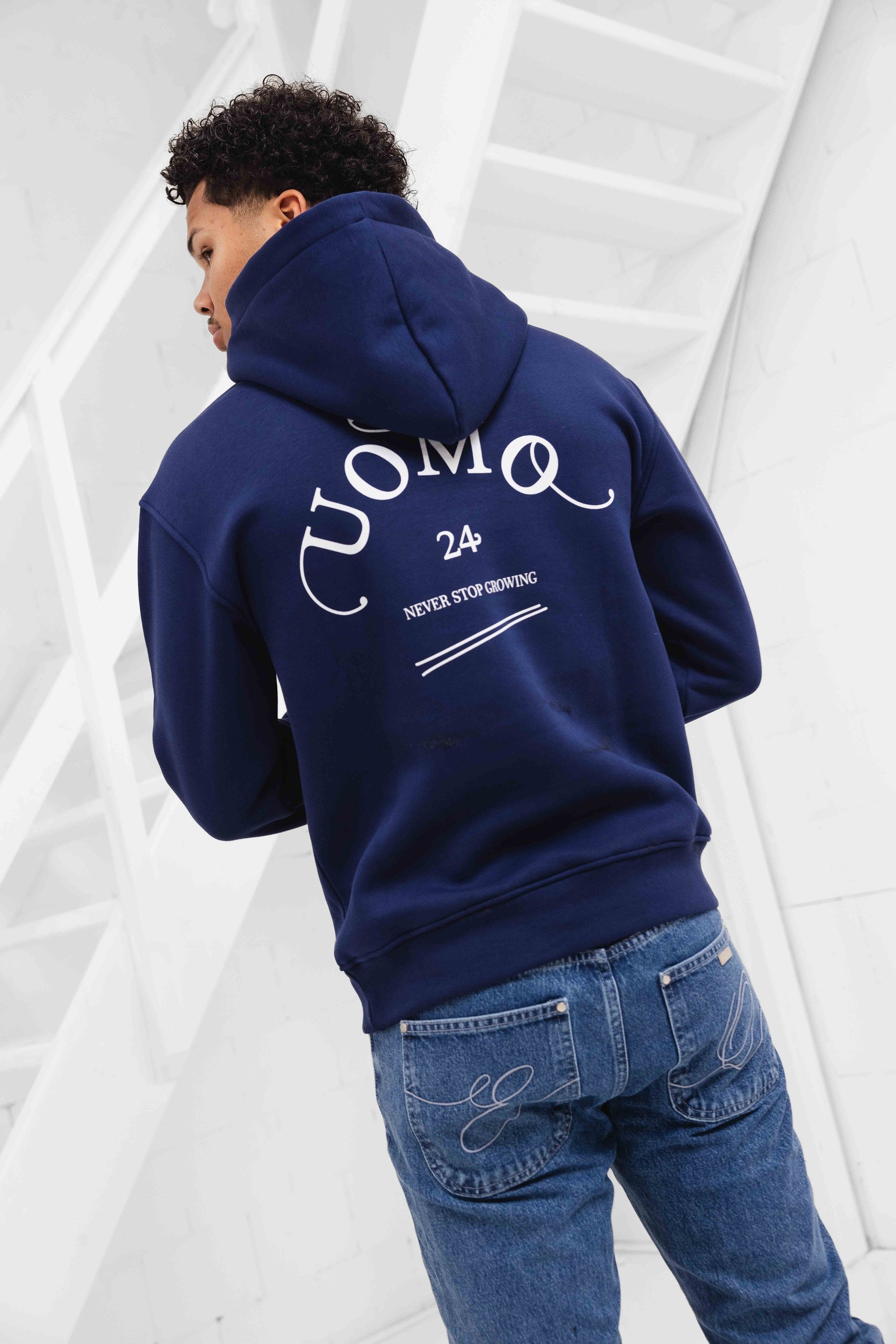 24 Uomo Never Stop Growing Hoodie Navy