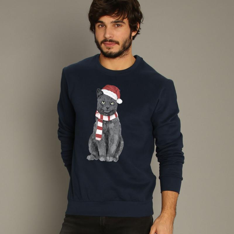 Le Roi du Tshirt Sweat Homme - XMAS CAT