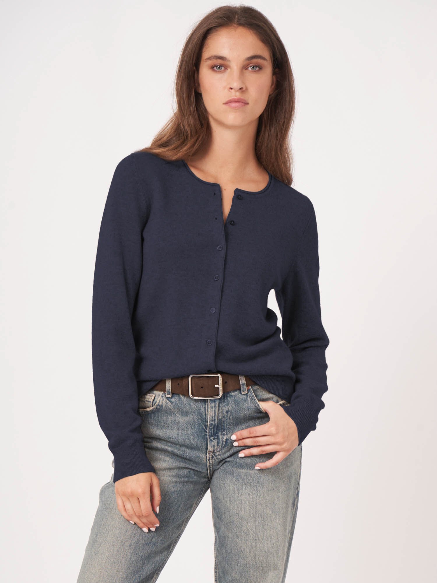 REPEAT cashmere Basic vest met ronde hals van cashmere wolmix