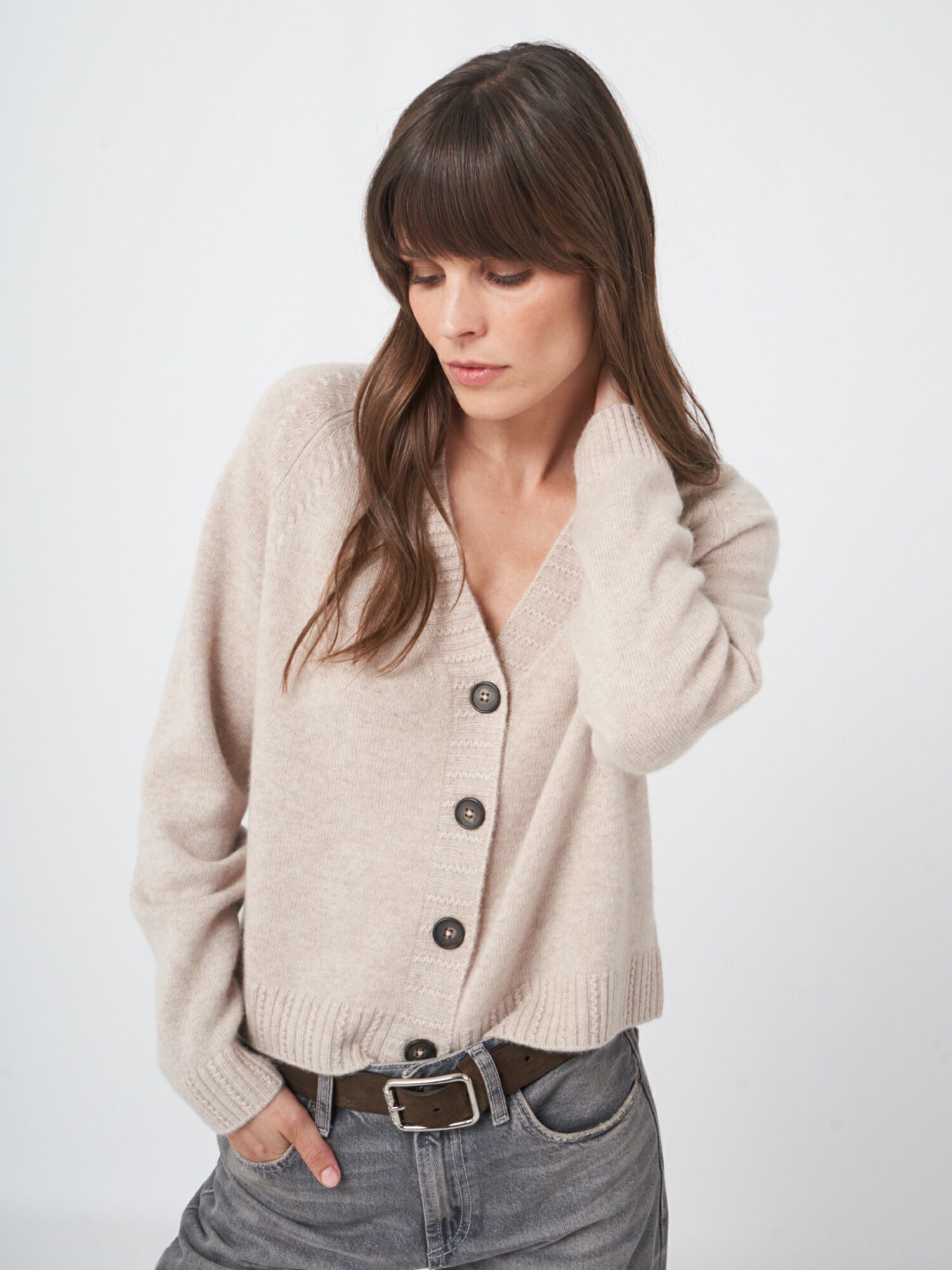 REPEAT cashmere Raglan vest van biologisch cashmere