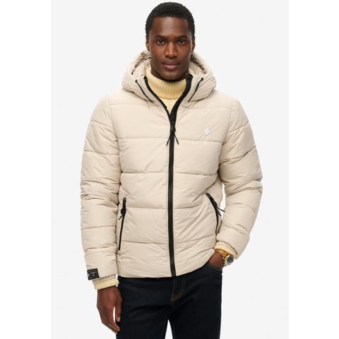 Superdry Gewatteerde jas HOODED SPORTS PUFFR JACKET met contrastkleurig borduursel